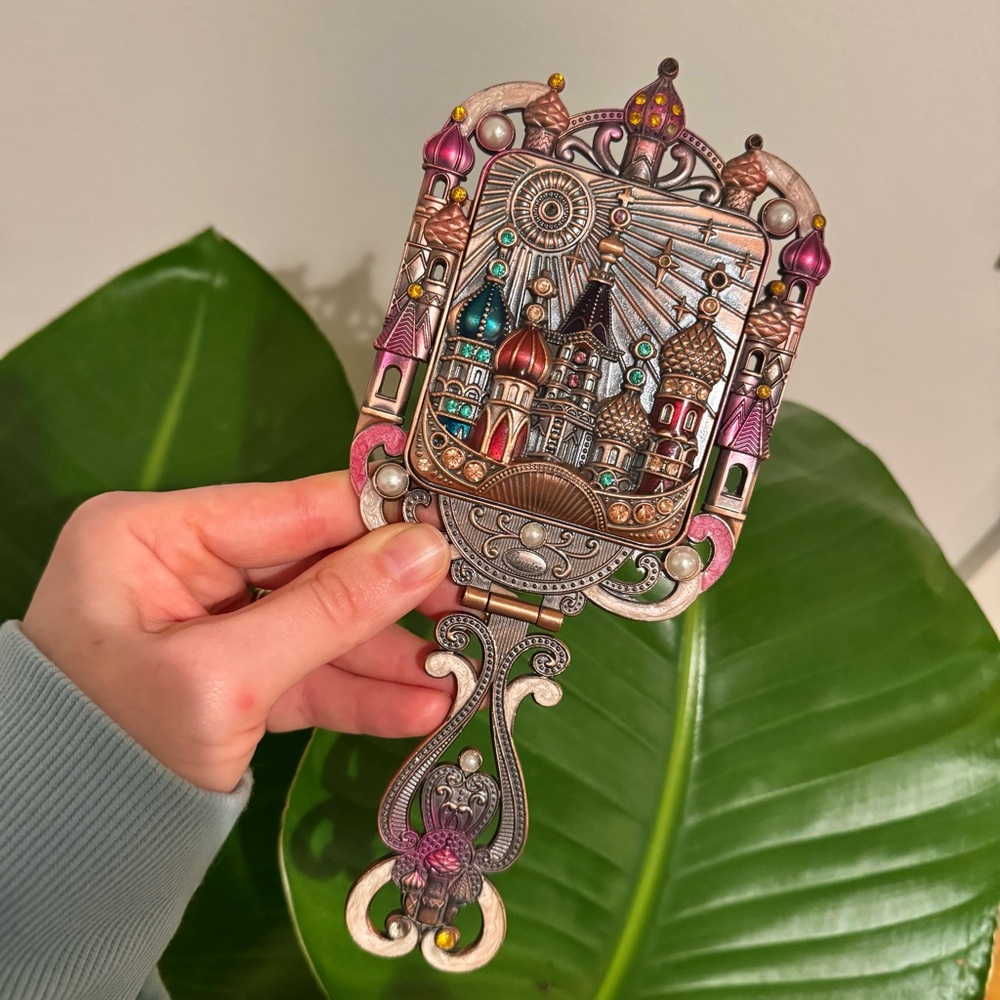 Vintage Bernice Hand Mirror with Rhinestones Castles Princess